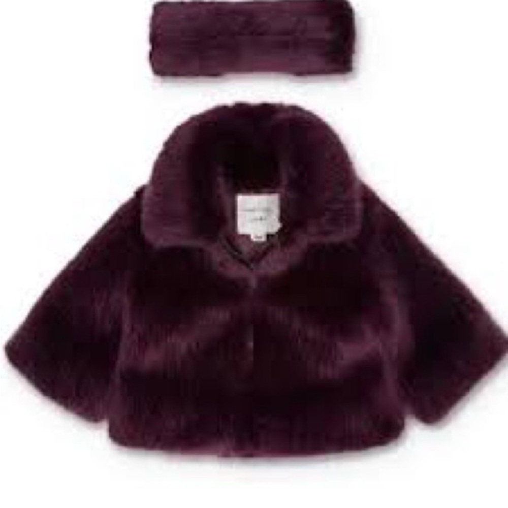 💜 Habitual Girl Faux Fur Jacket + Matching Ear Headband – Size 5T/6T – NWT 💜